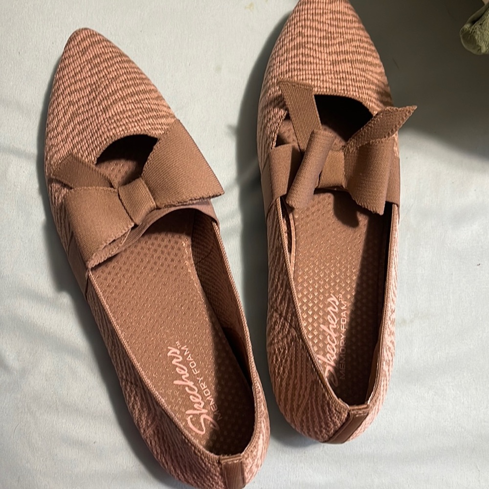Skechers Cleo Point Washable Knit Bow Flats Wild Charmer size 10 - Nwot
